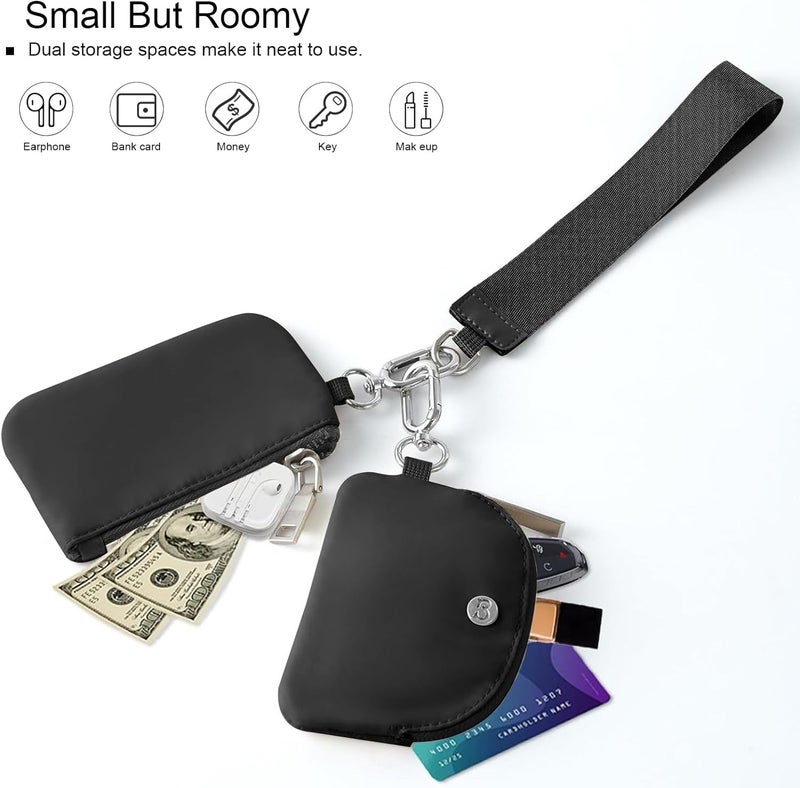 Babysun Mini Zip Around Dual Pouch Wristlet With 2 Straps Wristlet Keychain Wallet for Women Coin Purse Small Cute for Teen Girl - Image 3